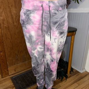 bebe Pink and Gray Tie-Dye Joggers size M
